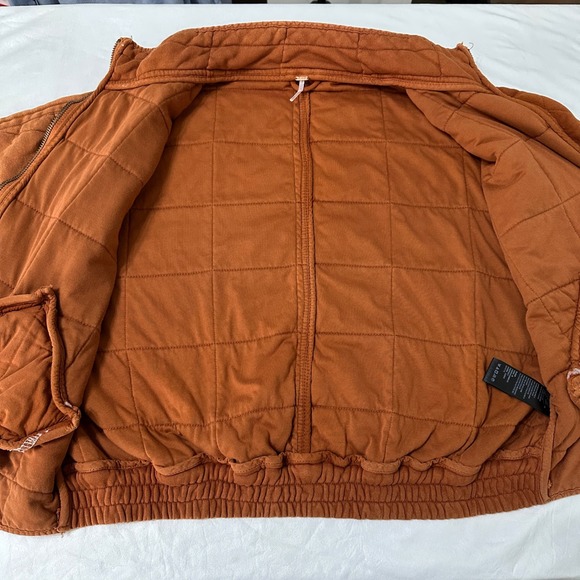 Free People Dolman Quilted Jacket Womens Small Burnt Orange Zip Up Mock Neck - Picture 7 of 11